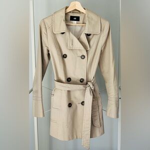 H&M Light Beige Double-Breasted Trench Coat
